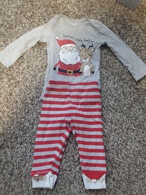 Carter's Gray and Red Santa & Reindeer Pajama Set